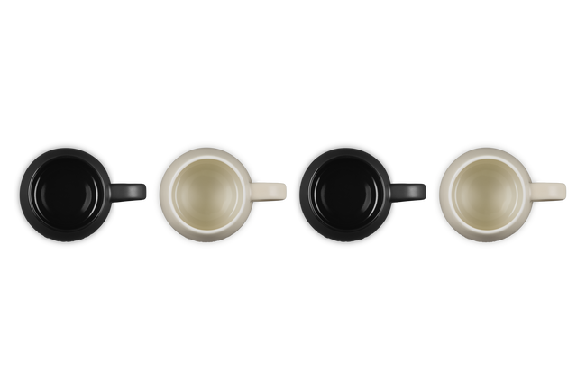 Le Creuset Serenity Stoneware Coupe Mug Set of 4 Matte Black & BriocheMatte Black & Brioche image number 6