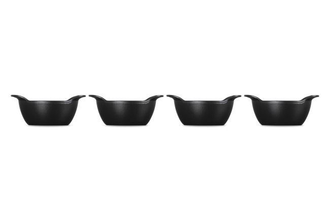 Le Creuset Cast Iron Gourmet Set of 4 Mini Cocotte Bases 11cm Matte Black image number 3