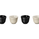 Le Creuset Serenity Stoneware Footless Egg Cups Set of 4 Matte Black & BriocheMatte Black & Brioche image number 3