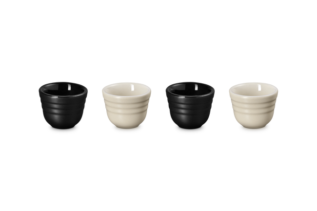 Le Creuset Serenity Stoneware Footless Egg Cups Set of 4 Matte Black & BriocheMatte Black & Brioche image number 3