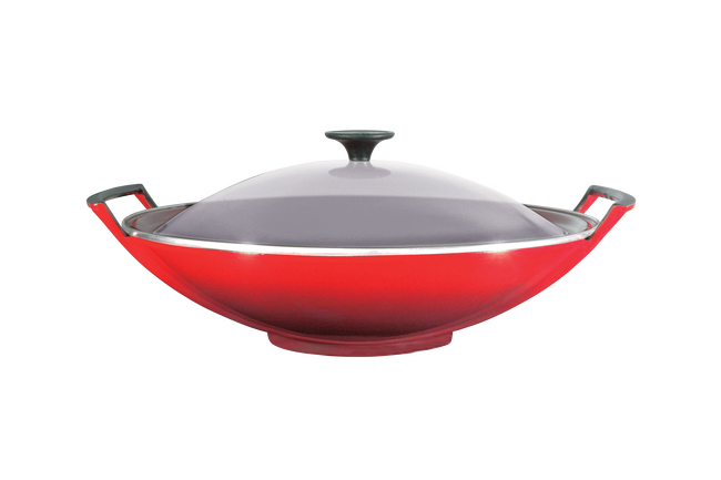 Le Creuset Cast Iron Classic Wok With Stainless Steel Lid 36cm 36cm CeriseCerise image number 1