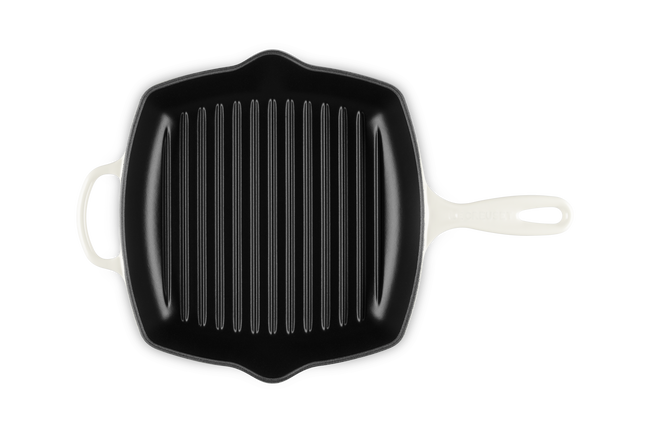 Le Creuset Cast Iron Signature Square Skillet Grill 26cm MeringueMeringue image number 3