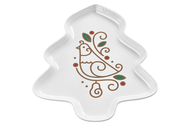 Le Creuset Stoneware Noel Tree Cookie Plate 36cm White image number 1