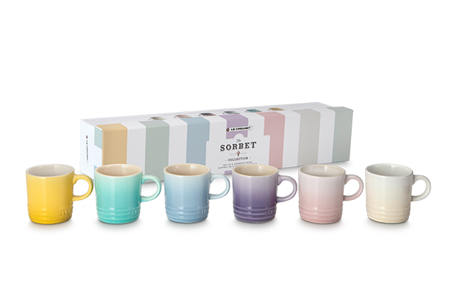 Le Creuset Stoneware Sorbet Set of 6 Espresso Mugs 100ml image number 1