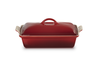 Stoneware Heritage Rectangular Dish with Lid Cerise