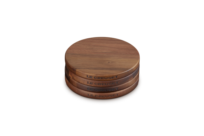 Le Creuset Gourmet Set of 4 Petite Acacia Magnetic Wooden Trivets image number 2