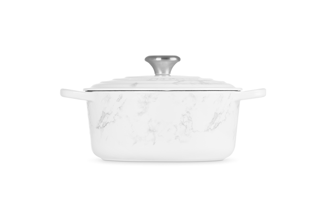 Le Creuset Cast Iron Signature Round Casserole 24cm White Marble image number 3