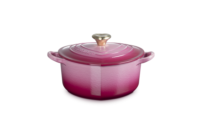 Le Creuset Cast Iron Classic Heart Casserole with Light Gold Heart Knob 20cm Berry image number 1
