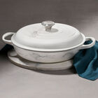 Le Creuset Cast Iron Signature Shallow Casserole 30cm White Marble image number 6