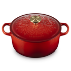 Le Creuset Signature Cast Iron Round Cocotte L'Etoile Relief 24cm CeriseCerise image number 2