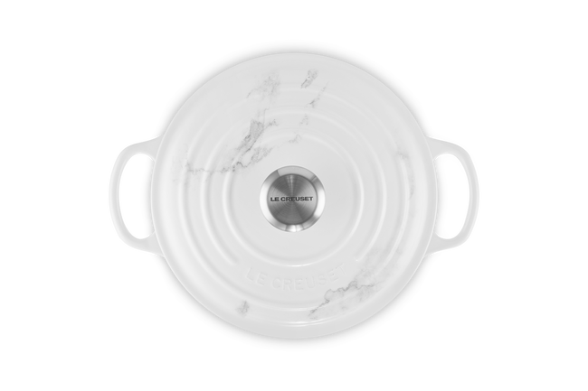 Le Creuset Cast Iron Signature Round Casserole 24cm White Marble image number 4