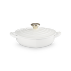 Le Creuset Cast Iron Classic Shallow Heart Casserole with Light Gold Heart Knob 20cm WhiteWhite image number 1