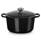 Le Creuset Cast Iron Signature Deep Round Casserole 24cm Black OnyxOnyx image number 1