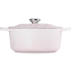 Le Creuset Cast Iron Signature Petal Round Casserole 26cm Shell PinkShell Pink image number 3