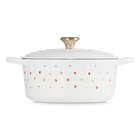 Le Creuset Cast Iron Signature Round Casserole 22cm Hearts White image number 3