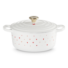 Le Creuset Cast Iron Signature Round Casserole 22cm Hearts White image number 1