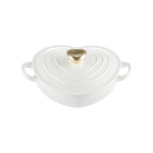 Le Creuset Cast Iron Classic Shallow Heart Casserole with Light Gold Heart Knob 20cm WhiteWhite image number 3