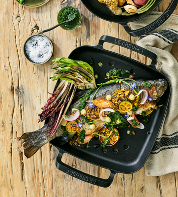 Grilled Rainbow Trout with Charred Radicchio and Gremolata