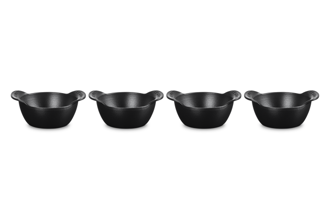Le Creuset Cast Iron Gourmet Set of 4 Mini Cocotte Bases 11cm Matte Black image number 1