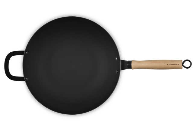 Le Creuset Carbon Steel Wok with Glass Lid & Wooden Handle 30cm image number 9