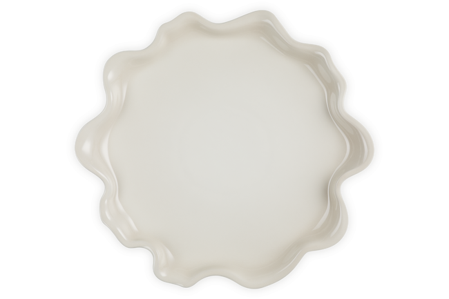 Stoneware Iris Serving PlatterMeringue image number 4