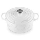 Le Creuset Cast Iron Signature Round Casserole 24cm White Marble image number 2