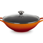 Le Creuset Cast Iron Signature Wok with Glass Lid 32cm FlameFlame image number 1