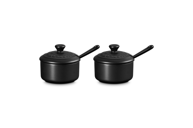 Le Creuset Serenity Stoneware Set of 2 Condiment Pots Matte BlackMatte Black image number 4