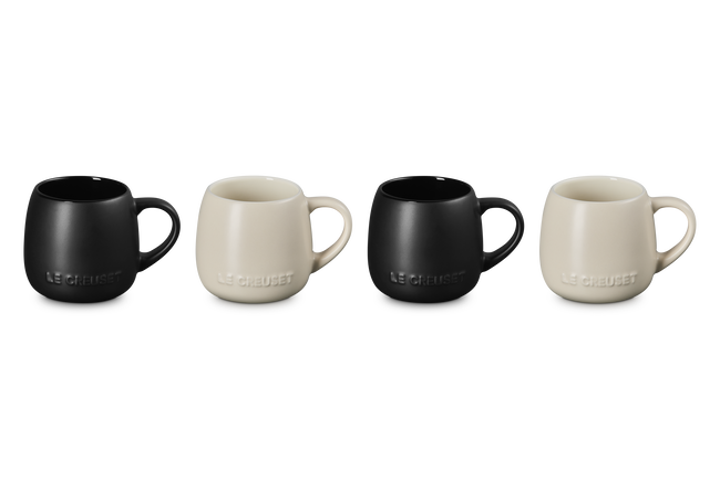Le Creuset Serenity Stoneware Coupe Mug Set of 4 Matte Black & BriocheMatte Black & Brioche image number 3