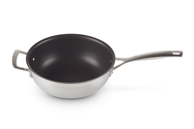 3-ply Stainless Steel Non-Stick Chef's Pan with Lid and Helper Handle image number 7