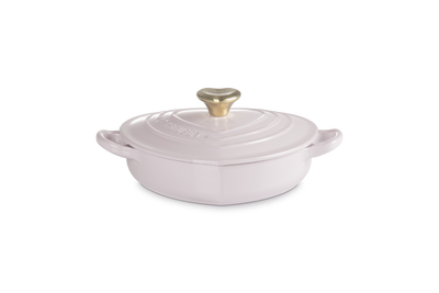 Le Creuset Cast Iron Classic Shallow Heart Casserole with Light Gold Heart Knob 20cm