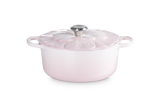 Le Creuset Cast Iron Signature Petal Round Casserole 26cm Shell PinkShell Pink image number 1