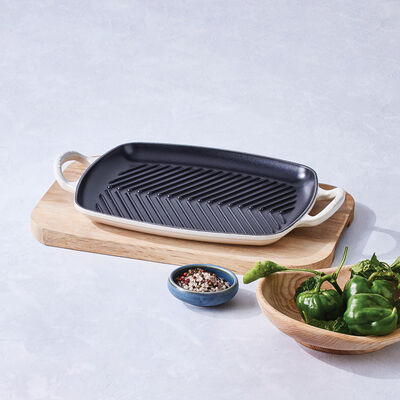 Le Creuset Cast Iron Signature Shallow Rectangular Grill 30cm Meringue
