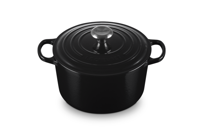 Le Creuset Cast Iron Signature Deep Round Casserole 24cm Black OnyxOnyx image number 2