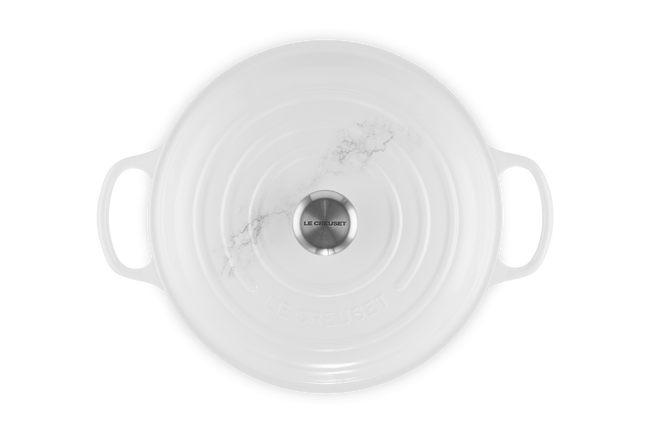 Le Creuset Cast Iron Signature Shallow Casserole 30cm White Marble image number 4
