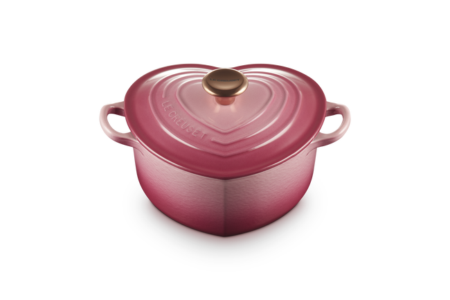 Le Creuset Cast Iron Classic Heart Casserole with Copper Knob 20cm Berry image number 3