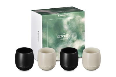 Le Creuset Serenity Stoneware Tumblers Set of 4 Matte Black & Brioche