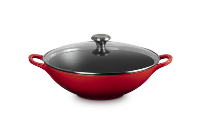 Le Creuset Cast Iron Signature Wok with Glass Lid 32cm