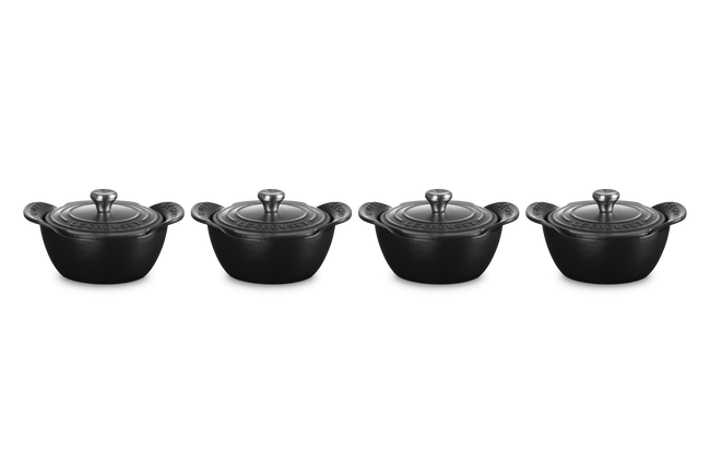 Le Creuset Cast Iron Classic Gourmet Set of 4 Mini-Cocotte 11cm Matte Black image number 1