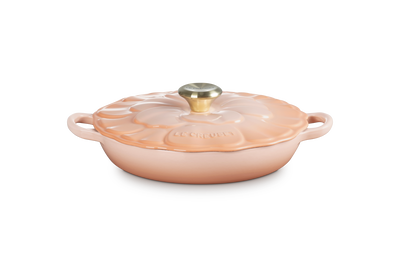 Le Creuset Cast Iron Signature Petal Shallow Casserole 26cm P&ecirc;che