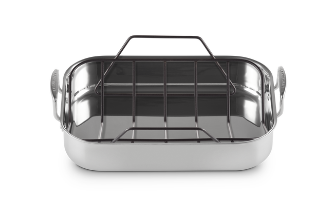 3-ply Stainless Steel Roaster with Roasting Rack image number 2