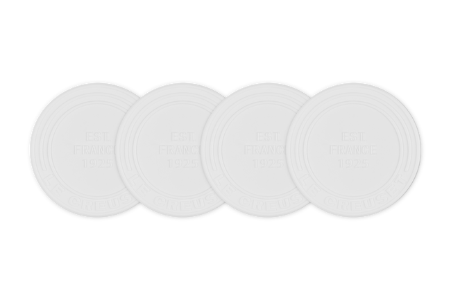 Le Creuset Silicone Set of 4 Coasters 1925 Design 10cm WhiteWhite image number 1