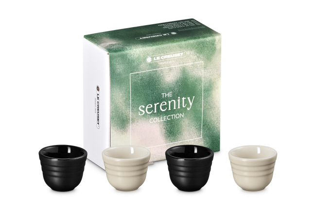 Le Creuset Serenity Stoneware Footless Egg Cups Set of 4 Matte Black & BriocheMatte Black & Brioche image number 1