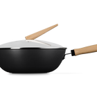 Le Creuset Carbon Steel Wok with Glass Lid & Wooden Handle 30cm image number 7