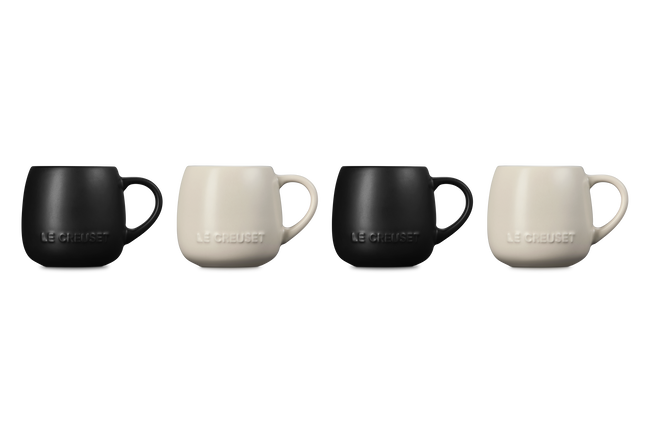 Le Creuset Serenity Stoneware Coupe Mug Set of 4 Matte Black & BriocheMatte Black & Brioche image number 5