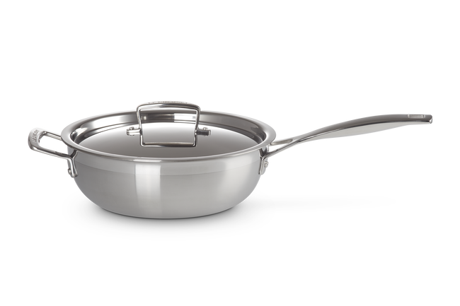 3-ply Stainless Steel Non-Stick Chef's Pan with Lid and Helper Handle image number 1
