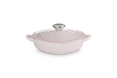 Le Creuset Cast Iron Classic Shallow Heart Casserole with Stainless Steel Heart Knob 20cm Shell Pink