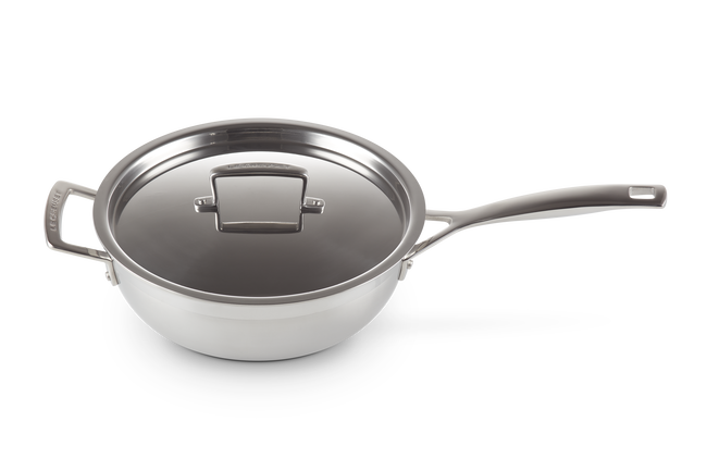 3-ply Stainless Steel Non-Stick Chef's Pan with Lid and Helper Handle image number 2