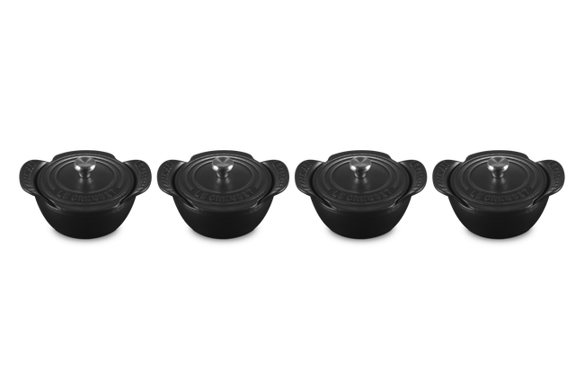 Le Creuset Cast Iron Classic Gourmet Set of 4 Mini-Cocotte 11cm Matte Black image number 2