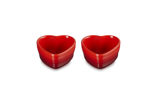 Stoneware Set of 2 Heart RamekinsCerise image number 1
